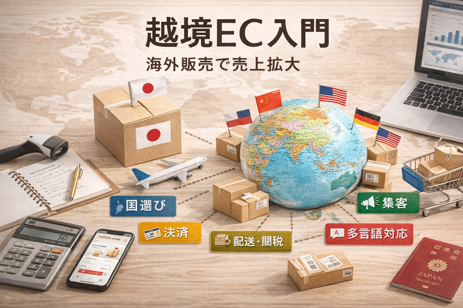 越境EC入門として海外販売で売上を広げる実践ステップを解説するイメージ