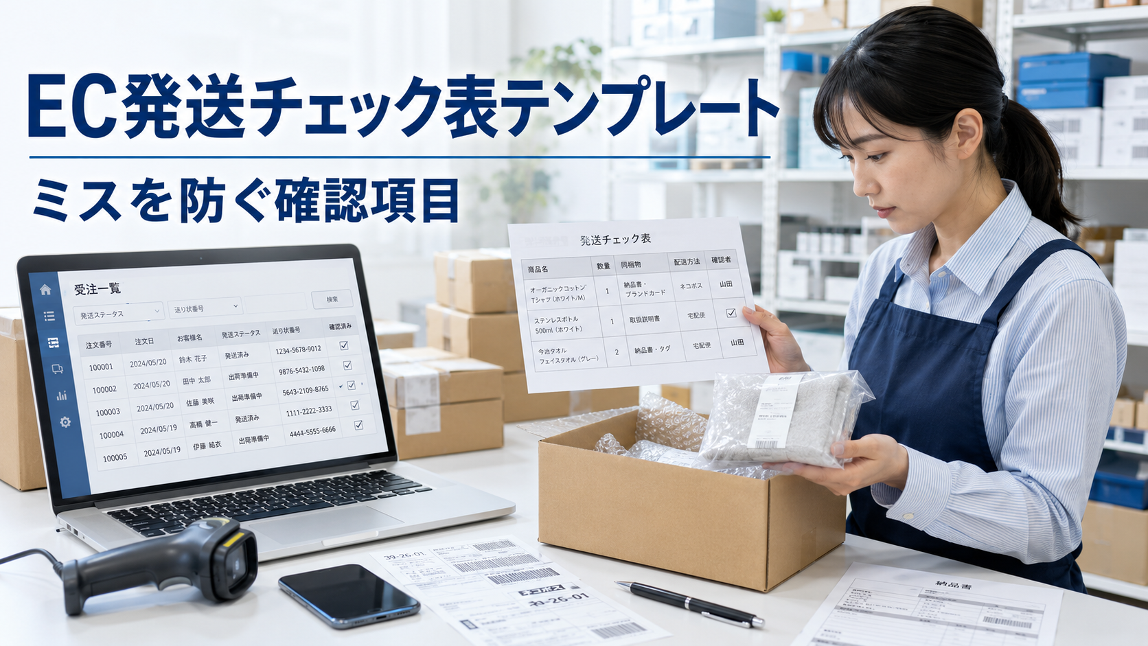 EC発送チェック表テンプレートと誤発送や同梱漏れを防ぐ確認項目を解説するイメージ