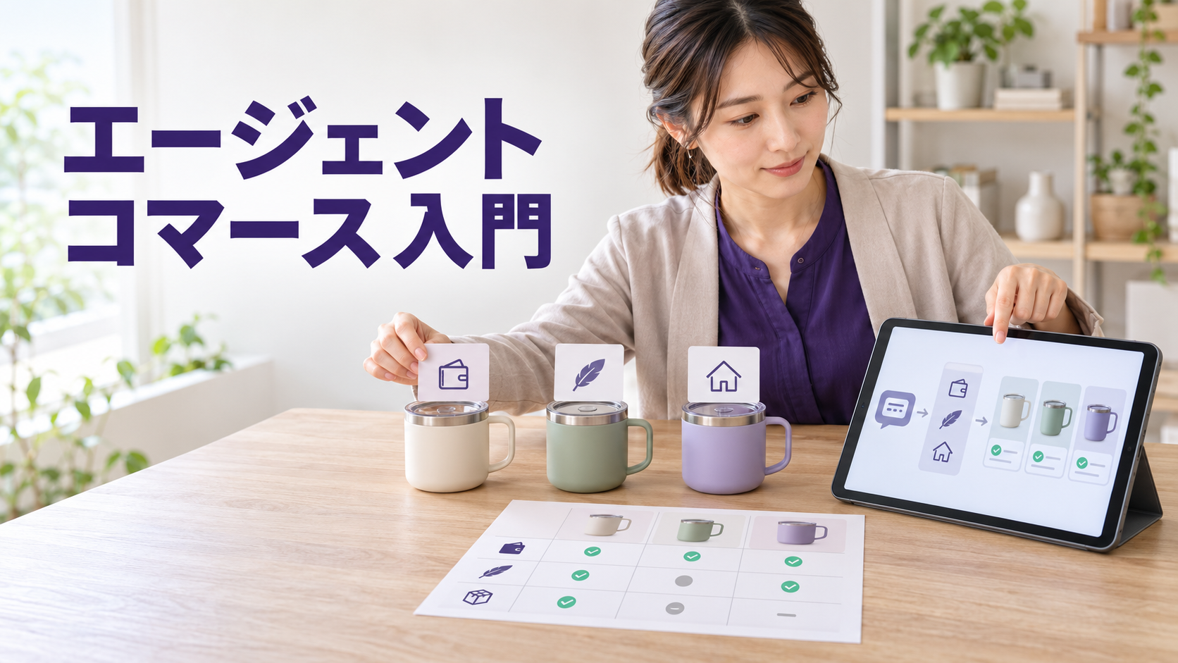 AIエージェントが商品検索・比較・購入を支援するエージェントコマースのイメージ